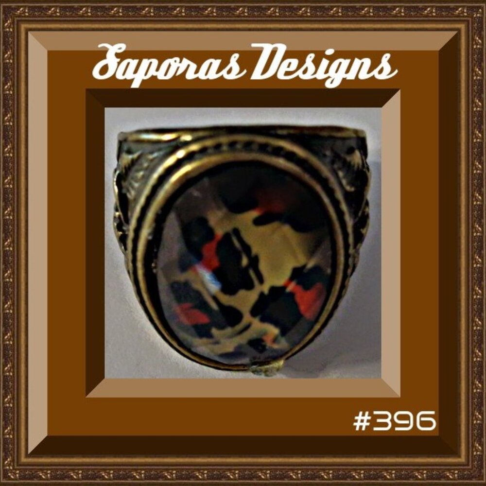 Size 6 Antique Theme Cheetah Print Design Ring